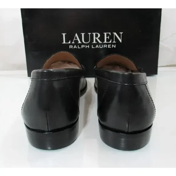 Women's LAUREN Ralph Lauren Wynnie Burnished Leather Penny Loafer Black - Picture 7 of 10